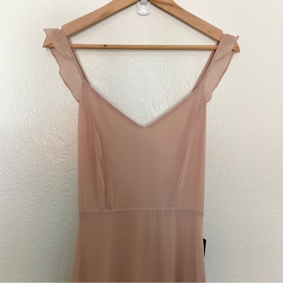 NWT Lulu’s Meteoric Rise Blush Maxi Dress Spaghetti Strap Ruffle Pink Plunging S - Picture 10 of 17